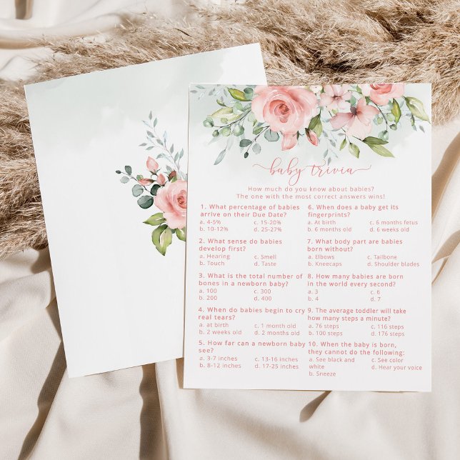 Lámina Floral Bebé trivia juego de ducha de bebé (Subido por el creador)