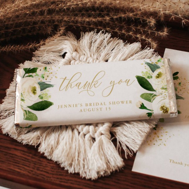 Lámina Floral blanca Gracias Candy Bar Favor Wrapper (Subido por el creador)