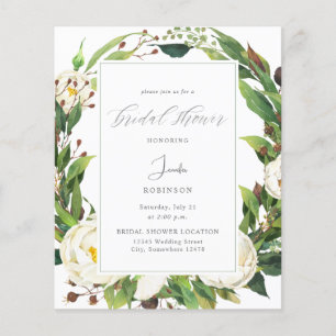 Lámina Floral blanca y verde presupuesto ducha de novia V