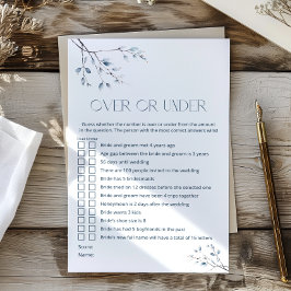 Lámina Floral Blue Bridal Shower Over or Under Game