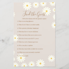 Lámina Floral bohemiana de margarita blanca encuentra al 