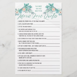 Lámina Floral Boho Movie Love Cita Bridal Shower Game