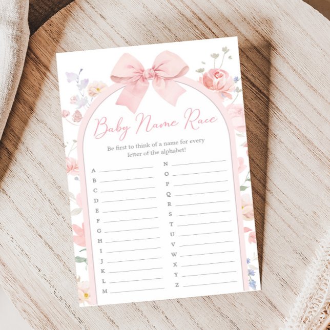 Lámina Floral Bow Baby in Bloom Shower Name Race Game (Subido por el creador)