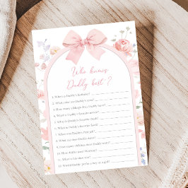Lámina Floral Bow Baby in Bloom Shower Who Knows Dad Game