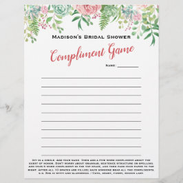 Lámina Floral Bridal Shower Icebreaker 💕 5 Word Diversió