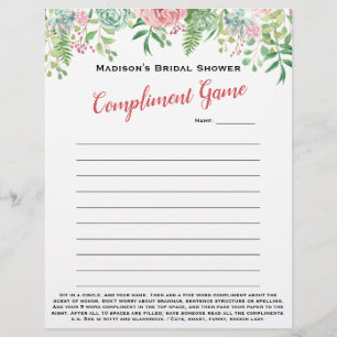 Lámina Floral Bridal Shower Icebreaker 💕 5 Word Diversió
