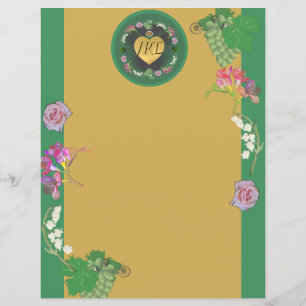Lámina Floral con uvas verde/oro