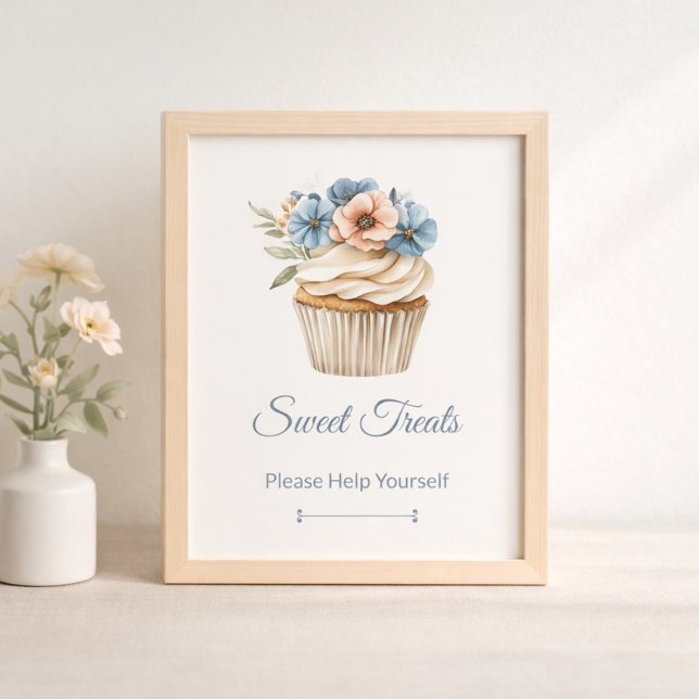 Lámina Floral Cupcake Bridal Shower Dessert Table Sign (Subido por el creador)