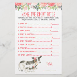 Lámina Floral Dairy Cow Farm nombra el juego Price Shower