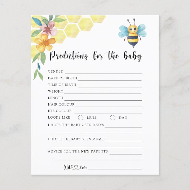Lámina Floral de abejas - predicciones y consejos para be (Anverso)