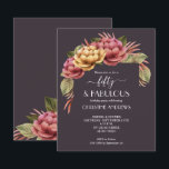 Lámina Floral de acuarela presupuestaria 50 invitaciones<br><div class="desc">Pequeñas invitaciones para fiestas de cumpleaños número 50 cuentan con hermosas flores acuáticas de color rosa y dorado sobre un fondo morado oscuro y su redacción con letras de moda. Impreso en invitaciones de papel de 4, 5" x 5, 6", blanco brillante y semi-brillante de 110 libras. **Los sobres blancos...</div>