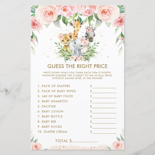 Lámina Floral de animales de la jungla adivina el juego d (Anverso)