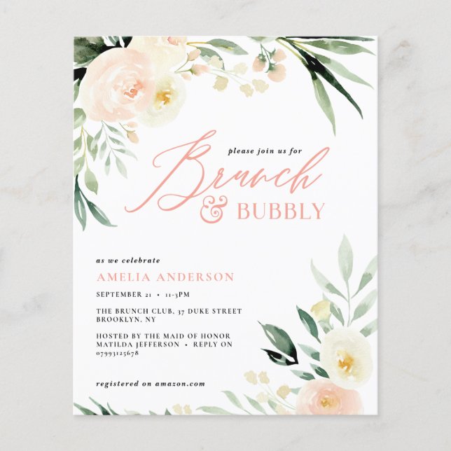 Lámina Floral de color verde y melocotón (Anverso)