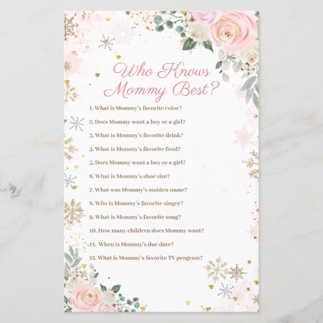 Lámina Floral de copos de nieve rosa que conoce a mamá me (Anverso)