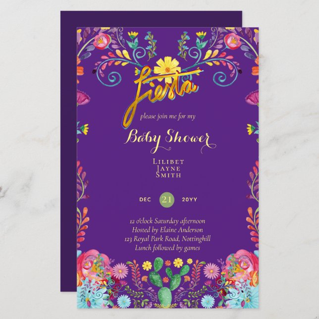 Lámina Floral de gran tamaño Baby Shower presupuesto - Ed (Anverso / Reverso)