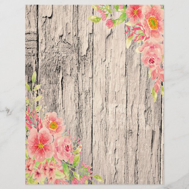Lámina Floral de melocotón sobre madera (Anverso)