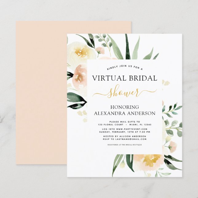 Lámina Floral de presupuesto ducha virtual de novia Rubor (Anverso / Reverso)