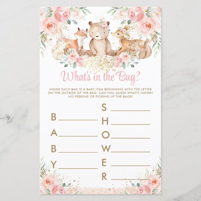 Lámina Floral de Rubor de Woodland Animals What's In the  (Anverso)