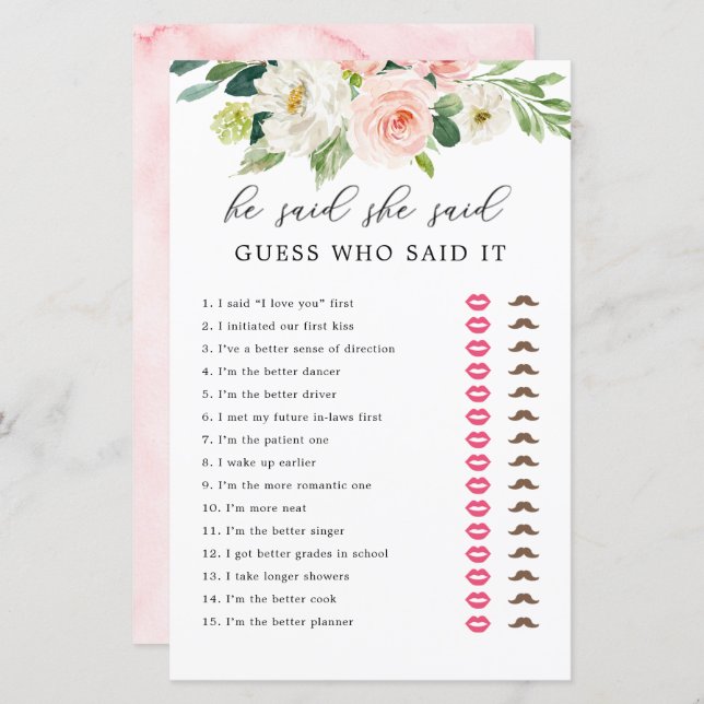 Lámina Floral De Rubor Dijo Que Decía Que Adivinaban Las  (Anverso / Reverso)