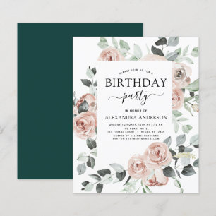Lámina Floral del partido de cumpleaños verde de esmerald
