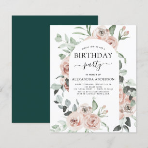 Lámina Floral del partido de cumpleaños verde de esmerald