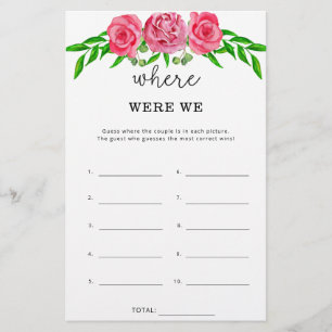 Lámina Floral Dónde estábamos los juegos de ducha de novi