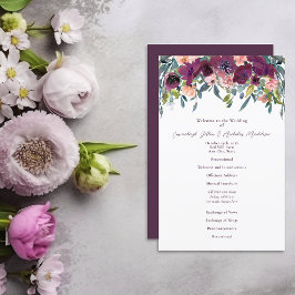 Lámina Floral elegante | Boda rosa de ciruela morada