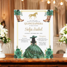Floral Emerald Green Gold Boots Caballo Quinceaner