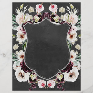 Lámina Floral Escudo negro escrapbook a dos lados
