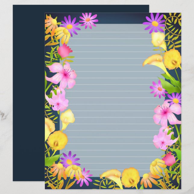 Lámina Floral Garden Blue (Anverso / Reverso)