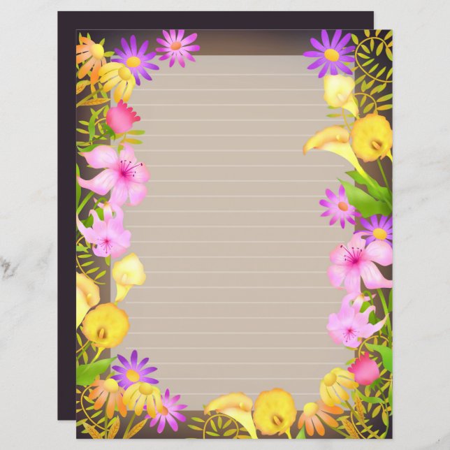 Lámina Floral Garden Brown (Anverso / Reverso)