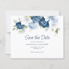 Lámina Floral Greenery Dusty Blue Save the Date