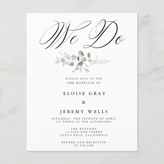 Lámina Floral Hacemos Invitación de Boda (Anverso)