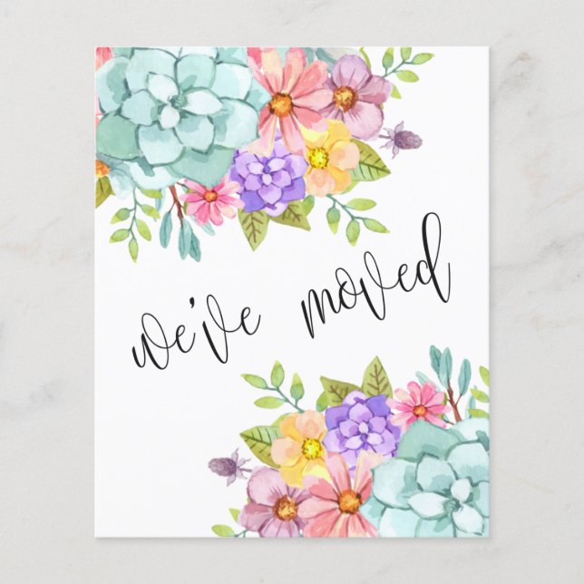 Lámina Floral Nueva dirección residencial Invitación móvi (Anverso)