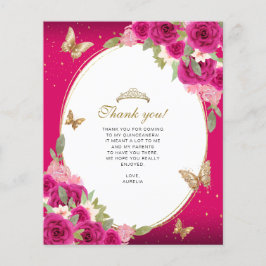 Lámina Floral Oro rosa Tiara Mariposa Quinceañera Foto