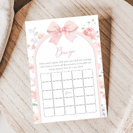 Lámina Floral Pink Bow Baby in Bloom Shower Bingo Game