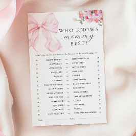 Lámina Floral Pink Bow Baby Shower Activity Games