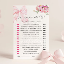 Lámina Floral Pink Bow Baby Shower Guess Who Game