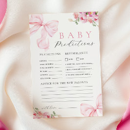 Lámina Floral Pink Bow Baby Shower Prediction Advice Game