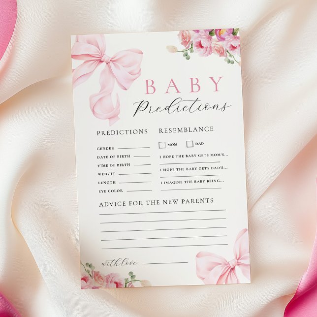 Lámina Floral Pink Bow Baby Shower Prediction Advice Game (Subido por el creador)