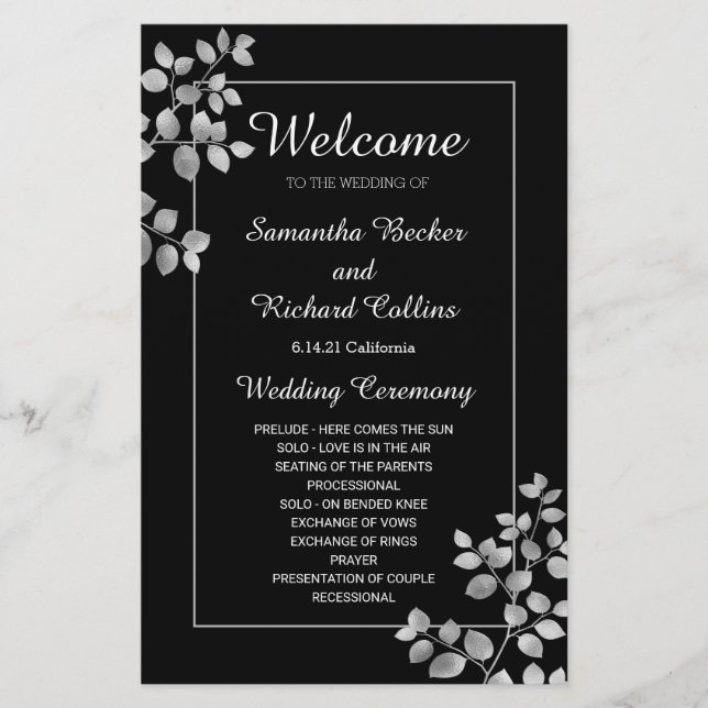 Lámina Floral plateada moderna