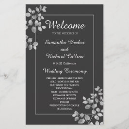 Lámina Floral plateada moderna