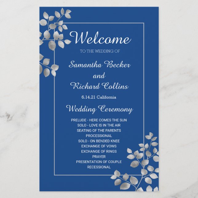 Lámina Floral plateada moderna (Anverso)