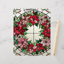 Lámina Floral Poinsettia Wreath Stained Glass Scrapbook