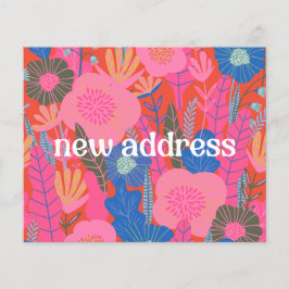 Lámina Floral roja presupuestaria nos mudamos nueva tarje