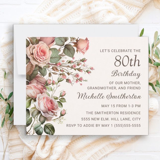 Lámina Floral rosa 100.ª abuela 80 cumpleaños (Subido por el creador)