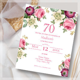 Lámina Floral rosa | 70.ª invitación al cumpleaños del pr