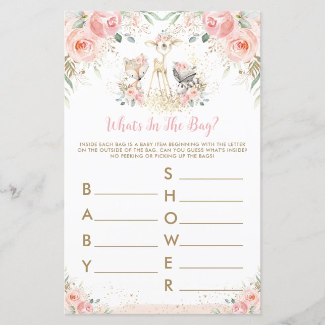 Lámina Floral rosa animal de Woodland ¿qué hay en el jueg (Anverso)