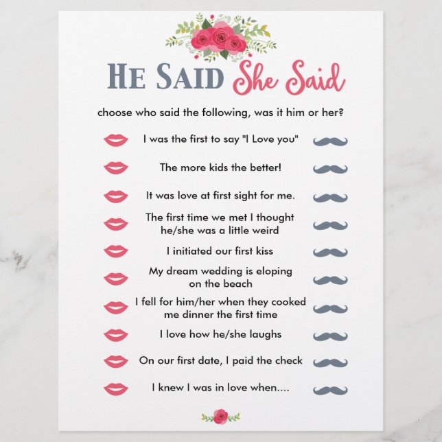 Lámina Floral Rosa Dijo Que Dijo Juego (Anverso)