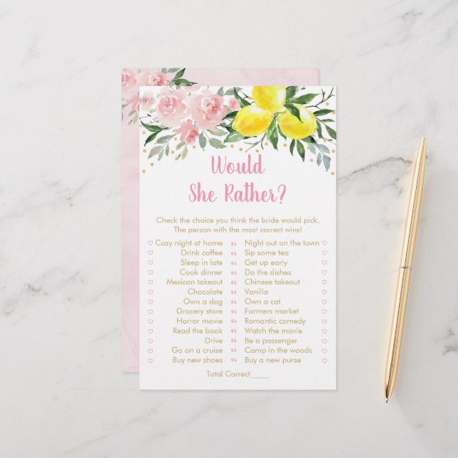 Lámina Floral rosa limón preferiría un juego de novias (Anverso/Reverso In Situ)